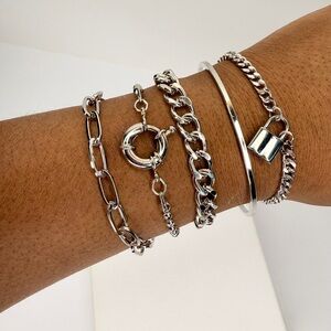 5 Piece Mixed Chain Bracelet Set